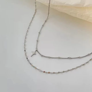🌟ส่งทุกวัน🌟เครื่องประดับแฟชั่น จี้ไม้กางเขน สร้อยคอโซ่ สร้อยสองชั้น แมตช์ได้ทุกลุค สไตล์มินิมอล ผู้หญิง สไตล์เกาหลี