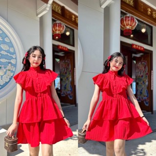 🧧🧧เดรสตรุษจีนคุณหนู ใส่ไปรับอั่งเปาสวยๆค่า ทรงคอปีนนิดๆ สวยมากค่ะ