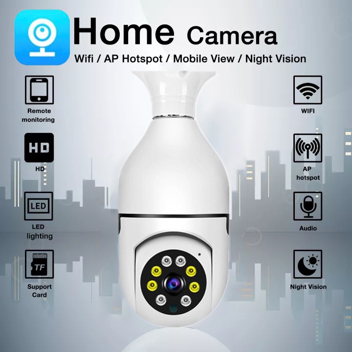 【เมนูไทย】V380 PRO กล้องวงจรปิด wifi กล้องหลอดไฟ ip camera 1080P 5MP ติดแทนไฟบ้านได้ ครอบคลุมพื่้นที่ครบทุกมุมทั้ง360°
