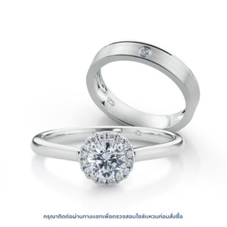 เซตแหวนเพชร Young Halo Solitaire &amp; Young Satin Diamond Lining Band Bundle Set (RC810-RM806)