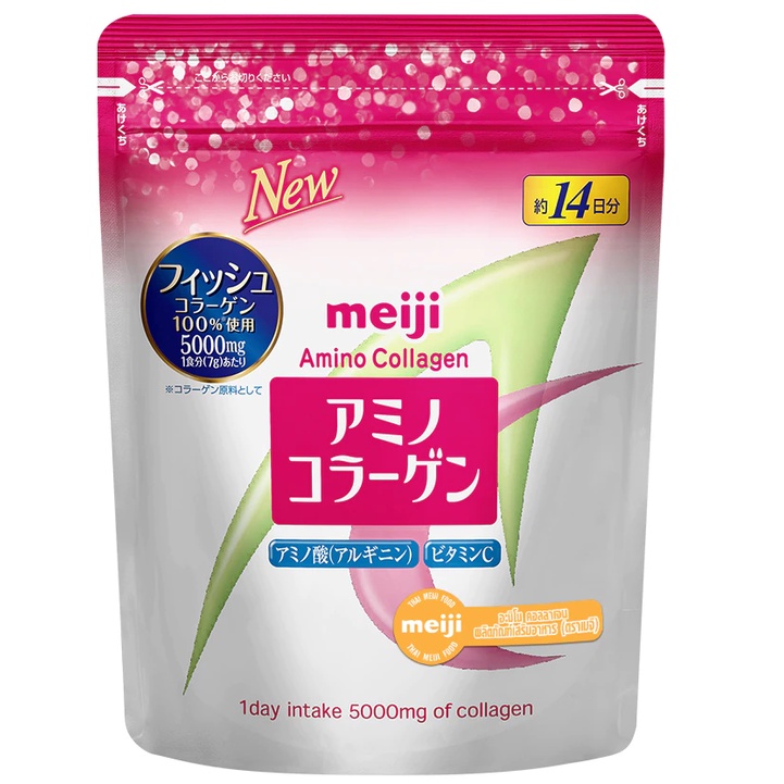 (ของแท้ผลิตในญี่ปุ่น) ผลิตภัณฑ์เสริมอาหารอะมิโน คอลลาเจน ตรา เมจิ ขนาด 98 กรัม Amino Collagen (Meiji Brand) 98 G.