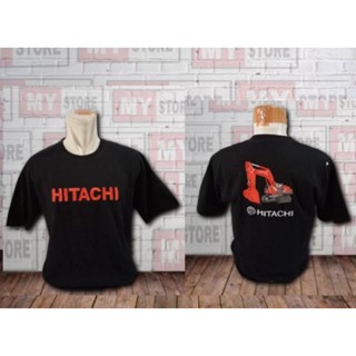 เสื้อยืด ปักลายรถขุด Hitachi สไตล์ดิสโทร