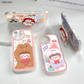 【ฟรี ที่วางโทรศัพท์】OPPO Reno 6 5F 5 4 4F 5G 4G เคสออปโป้ สำหรับ Soft TPU Clear Case การ์ตูน Happy girl เคส เคสโทรศัพท์ เคสมือถือ เคสนิ่ม Big Wave Shockproof Cover