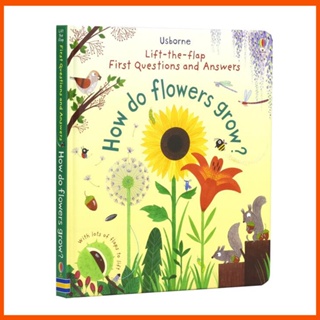 หนังสือกระดาษแข็ง Usborne First Questiones and Answers How Do Flower Grow English เพื่อการศึกษา สําหรับเด็กปฐมวัย