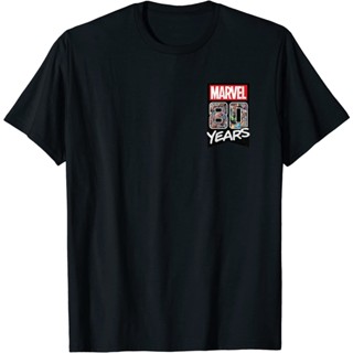 เสื้อยืดผ้าฝ้ายพรีเมี่ยม เสื้อยืด พิมพ์ลายการ์ตูน Marvel 80 ปี สําหรับผู้ใหญ่