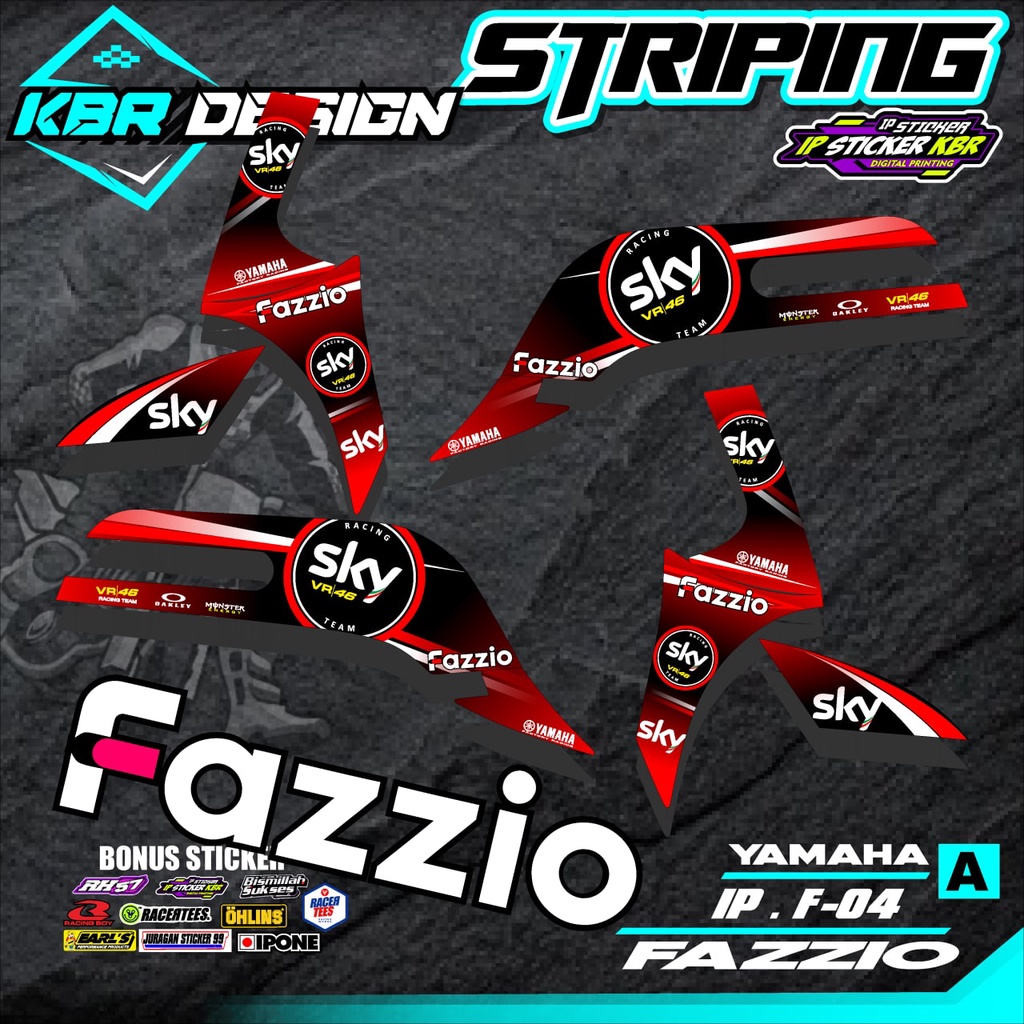 Fazzio Striping สติกเกอร์ Semi Full Trim Striping สติกเกอร์สําหรับ YAMAHA FAZZZIO IP.F.04 รถจักรยานย