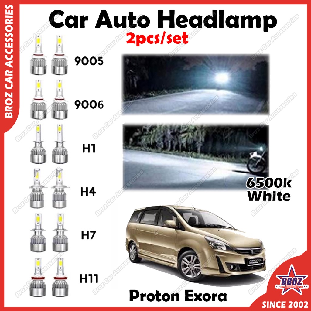 สําหรับ Proton Exora C6 ไฟหน้ารถหลอดไฟ LED สีขาวหลอดไฟ 6500k Lampu ขนาดใหญ่ Kereta Plug & Play 2 ชิ้