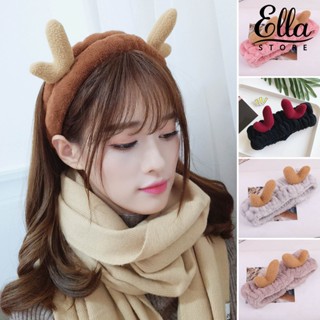 Ellastore123 ที่คาดศีรษะ ผ้ายืด สีพื้น ลายกวางเรนเดียร์ ใส่สบาย สําหรับปาร์ตี้คริสต์มาส