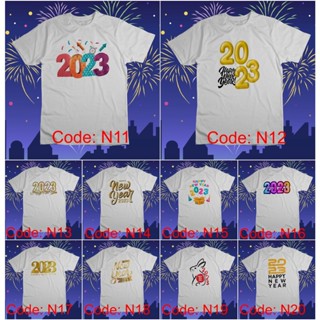 NEW YEAR 2023 V2 Design unisex T-Shirt White Sublimation NO FADING COTTON SPANDEX COMFORTABLE COTTONเสื้อยืด