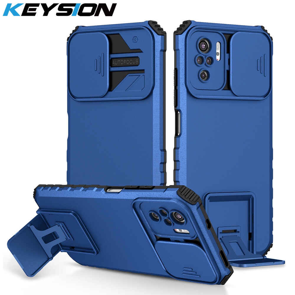 Keysion เคสโทรศัพท์มือถือ กันกระแทก กันรอยกล้อง พร้อมขาตั้ง สําหรับ Xiaomi POCO M5S Redmi Note 10S 10 Pro 4G