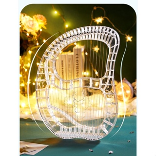 Lyre Harp พิณ เครื่องดนตรี 21สาย ฮาร์ป ไลร์ แถมกระเป๋า แบบใส Music Sound Phin transparent Acrylic Piano เปียโน cega