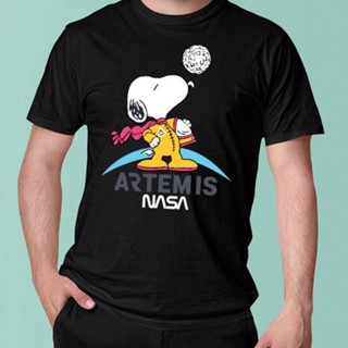 เสื้อยืด ผ้าฝ้าย พิมพ์ลาย Snoppy artemis nasa สําหรับผู้ชาย และผู้หญิง