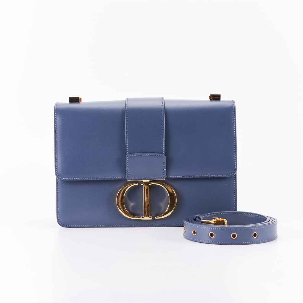✓❣Dior กระเป๋า Dior Blue Montaigne กระเป๋าสะพายโซ่ขนาดกลาง