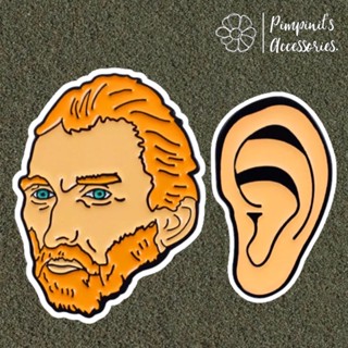 🇹🇭 พร้อมส่ง : เข็มกลัดเซ็ทจิตกรหนุ่ม วินเซนต์ แวน โก๊ะ | Vincent Van Gogh Artist &amp; Ear Enamel Brooch Pin Set.