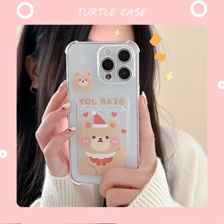 [พร้อมส่ง] เคสโทรศัพท์มือถือ ลายการ์ตูนหมี พร้อมช่องใส่บัตร สําหรับ Apple iPhone 14 13 12 11 PROMAX XS XR XSMAX SE2020 6 7 8PLUS MINI