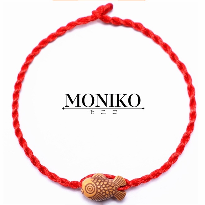 MONIKO สร้อยข้อมือสายสีแดงโชคดีสร้อยข้อมือเด็กพระเครื่องทอมือ