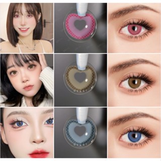 Uyaai คอนแทคเลนส์ สีชมพู สีน้ําตาล สีแดง 14.5 มม. 2 ชิ้น