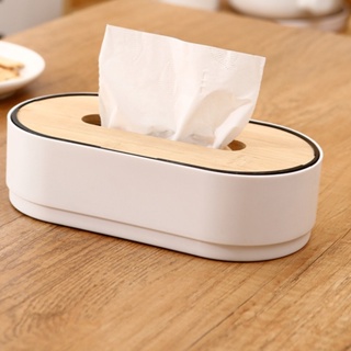 Tissue Box with Bamboo Cover Napkin Holder Home Storage Boxes Dispenser Case Office Organizer for Toilet Bathroom Bedroo