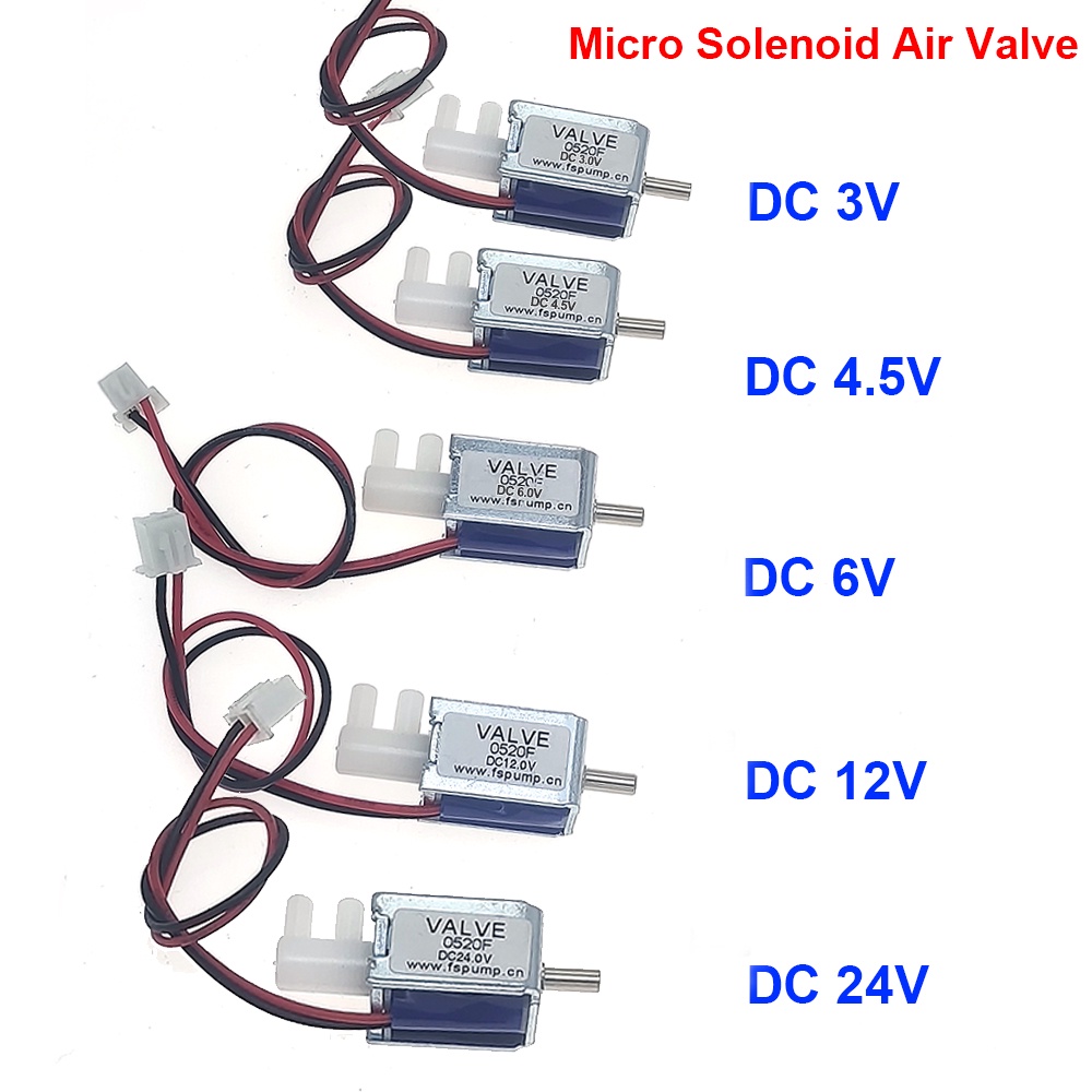วาล์วโซลินอยด์อากาศ Dc 4.5V 6V 12V 24V 2-Bit 3-Breath ขนาดเล็ก