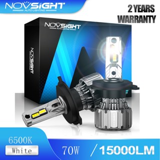 Novsight N50 H4 รถจักรยานยนต์ไฟหน้าหลอดไฟหน้ารถจักรยานยนต์ 70W 15000LM 6500K Super Bright แสงสีขาว Mini ขนาด Plug and Play