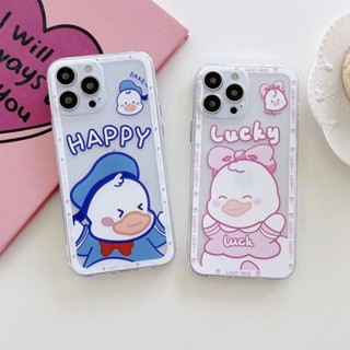 For iPhone 6 6S 7 8 Plus X XR XS 11 12 13 Mini 14 Pro MAX Cartoon Lucky Daisy Happy Donald Duck TPU Phone Case