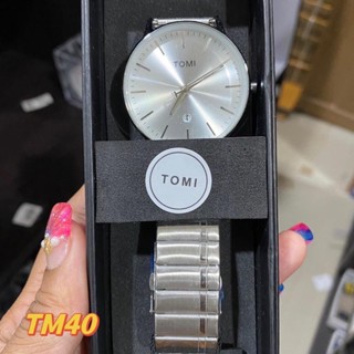 TOMI สายสแตนเลทหน้าปัดสวยๆมีวันที่พร้อมกล่องกดสั่งได้เลย TM40