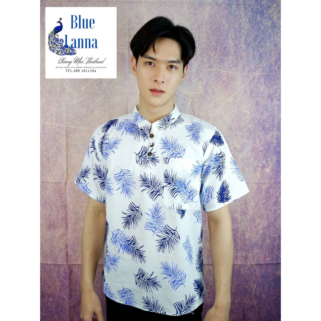 เสื้อผู้ชายคอจีนผ้าฝ้ายเมืองเหนือพิมพ์ลาย - รูปที่ 5