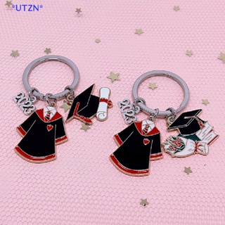 UTZN&gt; Cute Enamel Keychain 2023 Year School Uniform Graduation Cap Key Ring Graduate Key Chains For Student Gifts DIY Handmade Jewelry new