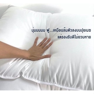 หมอน King Size 24x35 นิ้ว หมอนโรงแรม ใยไมโครเจลไฟเบอร์100% &amp; ปลอกหมอน Cotton100% ริ้วขาว