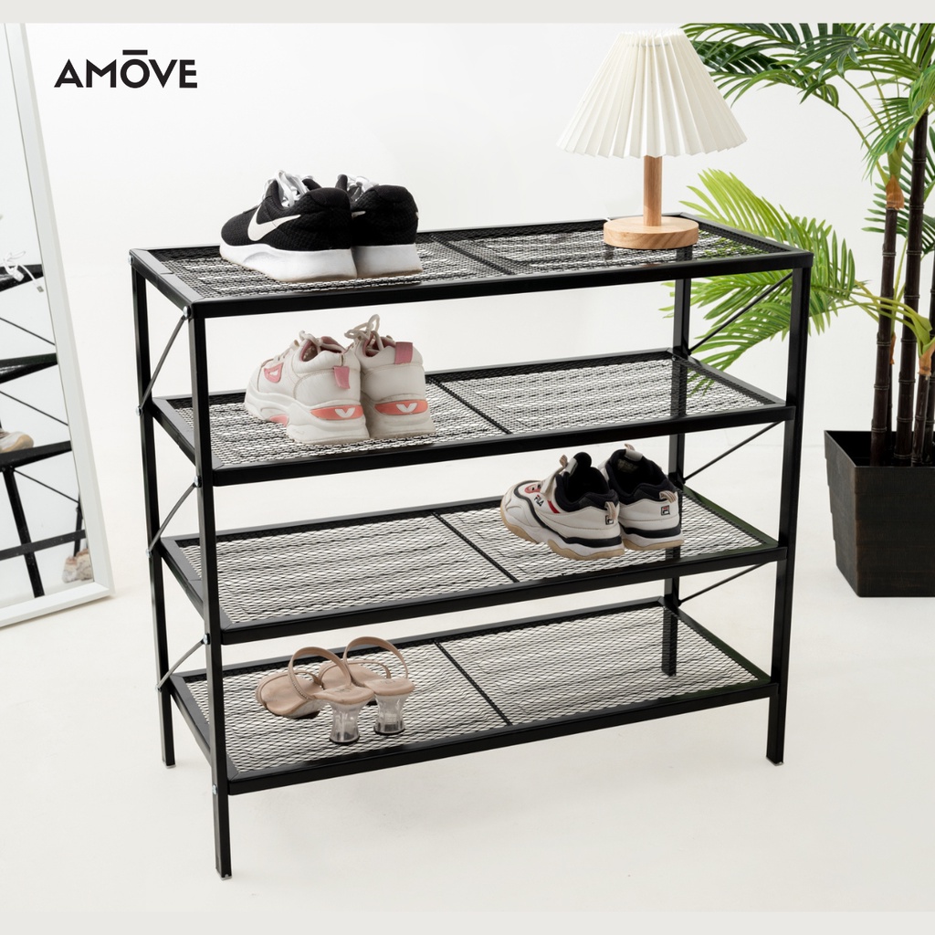 Amove ชั้นวางรองเท้า 4 ชั้น มี2สี เหล็กหนา แข็งแรง ทนทาน งานสวย ประกอบง่าย AM-S2114