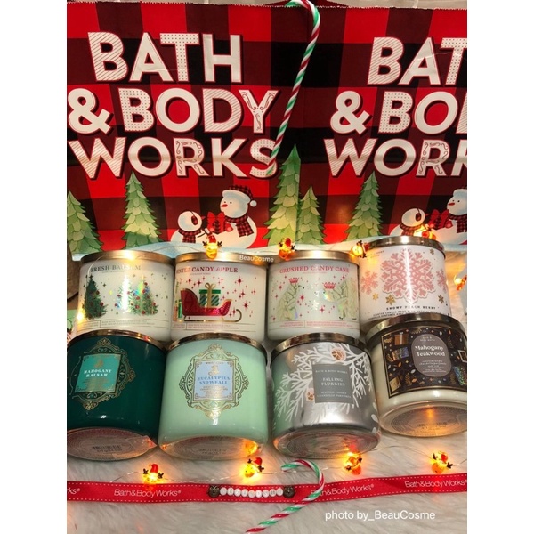 Bath&amp;BodyWorks ❄️Candle3Wick❄️Christmas🎅🏻 เทียนหอมใหญ่(3ไส้) 🎄 คอลเลคชั่นคริสมาส