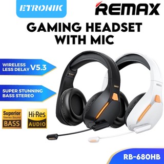 ETRONIK REMAX RB-680HB Wireless Gaming Headset Kinyin Series Over-Ear Bluetooth Gaming Headset can use 16 Hours RGB Headphones with stowable Mic.