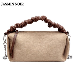 Jasmin NOIR กระเป๋าถือ กระเป๋าสะพายไหล่ ผ้ายีน แต่งสายโซ่คล้อง สําหรับผู้หญิง