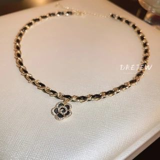 DREJEW สร้อยคอโซ่ทอง 18K จี้รูปดอกไม้ ประดับเพทาย หรูหรา สําหรับผู้หญิง