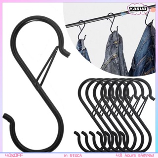 COD แขวน Heavy Duty S Hooks พร้อมการออกแบบหัวเข็มขัดนิรภัยสำหรับเสื้อผ้าผ้าขนหนูพืช Home Kitchen Door Closet Garden Storage