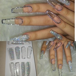 เล็บปลอมสายฝอ รุ่นยาว  sparkle glitter