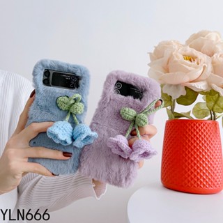 เคสป้องกันโทรศัพท์มือถือ ผ้ากํามะหยี่ขนนิ่ม ลายกระดิ่งน่ารัก สําหรับ Samsung Galaxy Z Flip 4 3 2 1 ZFlip4 ZFlip3 5G