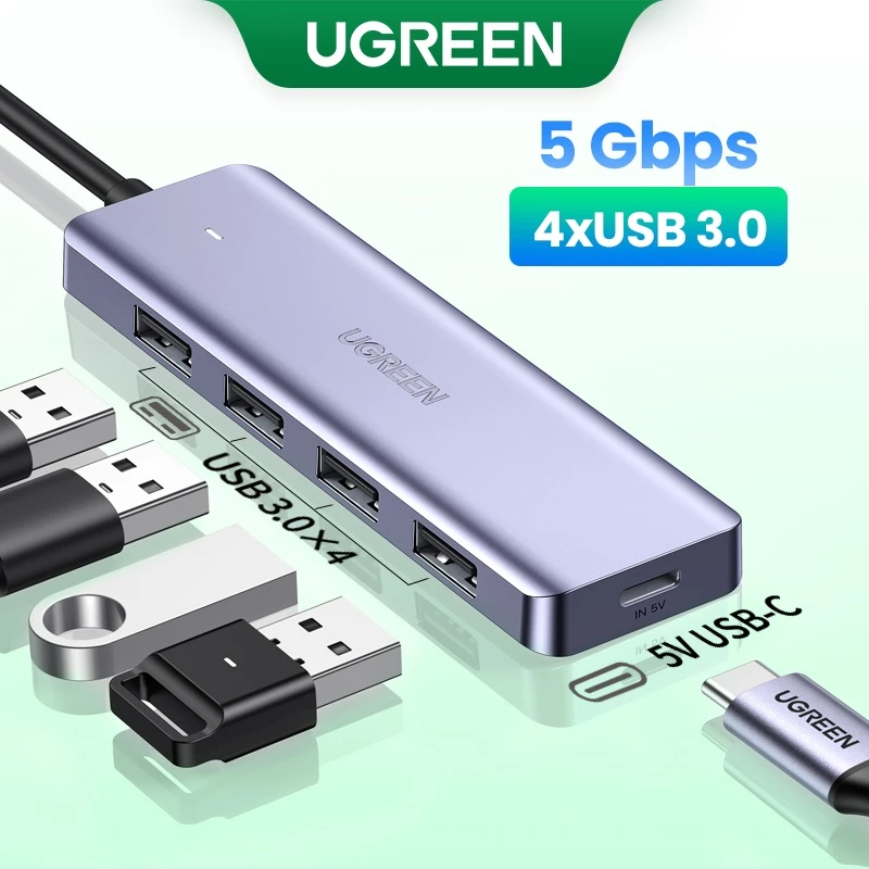 UGREEN USB C Hub 4 Ports USB Type C to USB 3.0 Hub Splitter Adapter for Macbook Pro, iPad Pro, Samsung Galaxy Note 10 S10 USB Hub