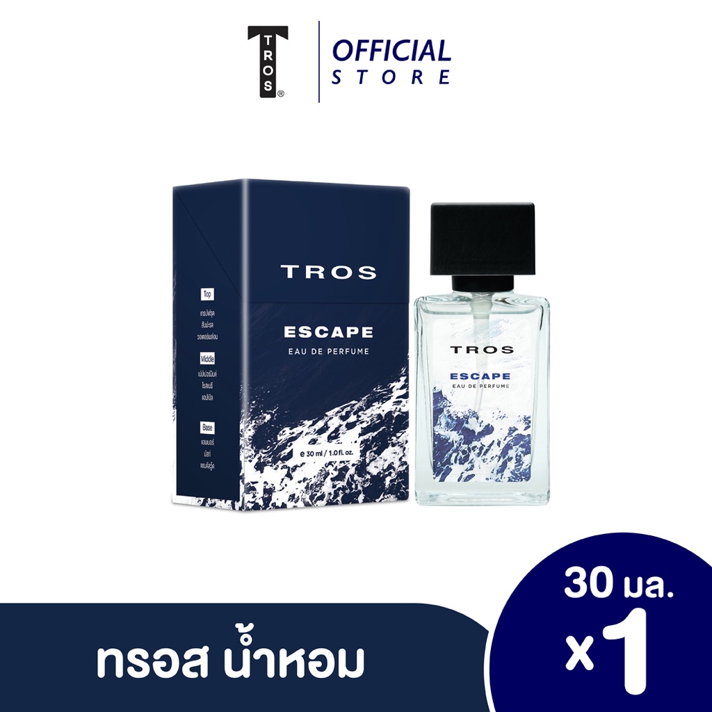 ทรอส โอเดอร์เพอร์ฟูม เอสเคป น้ำหอม 30 มล. สีฟ้า Tros Eau De Perfume Escape 30 ml.