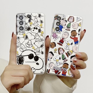 การ์ตูน น่าสนใจ CharlieBrown Snoopy เคส Samsung Galaxy S22 Ultra S21 FE  S20 S21 S22 Plus + S20FE S21Ultra S20Ultra Note20 Ultra A53 A52 A52S Case โปร่งใส ซิลิกาเจล นุ่ม ซัมซุง เคส