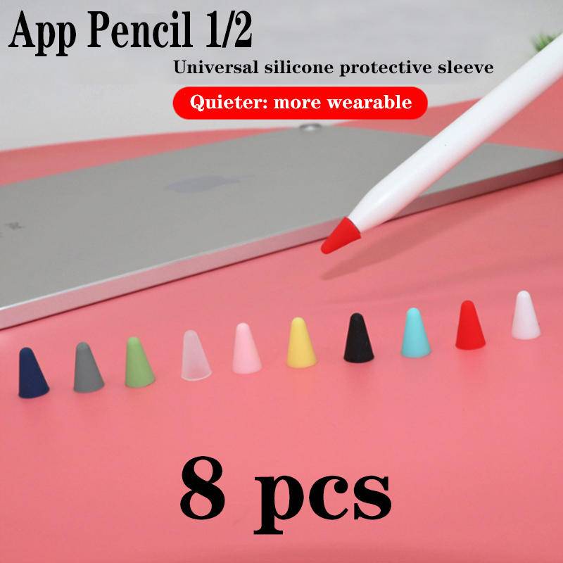 เคสปลายปากกาทัชสกรีน ซิลิโคนนิ่ม แบบเปลี่ยน สําหรับ Apple Pencil 1 2 1st 2nd 8 ชิ้น