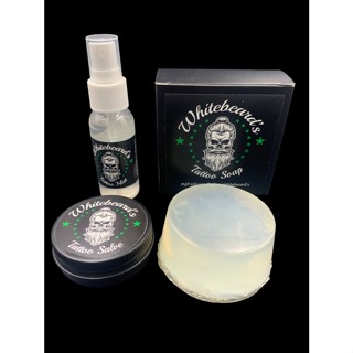 Tattoo New Ink Aftercare Kit - Includes Whitebeards Tattoo Mist Spray, Tattoo Salve  and Tattoo Anti Bacteria Soap