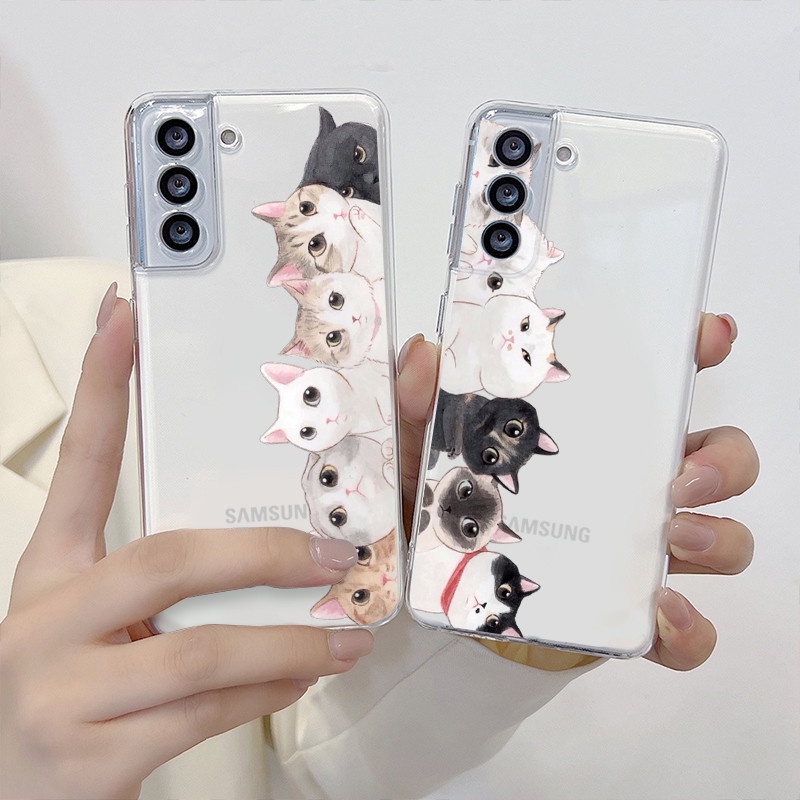 เคสโทรศัพท์มือถือแบบนิ่ม ลายแมวน่ารัก สําหรับ Samsung S20 S21 FE A24 A34 A54 S10 S20 S21 Plus S22 Ultra S22+ S21+ S20+ Note 8 9 10 Plus 20 Ultra S23 FE