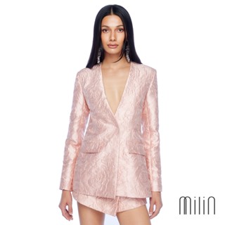 [MILIN] Favia Jacket Collarless jacquard long sleeves with side pocket jacket เสื้อแจ็คเก็ทแต่งกระเป๋า