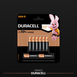 Duracell AAA ถ่านอัลคาไลน์ ดูราเซลล์ AAA สำหรับอุปกรณ์ที่ใช้เป็นประจำทุกวัน แพ็ค 8 ก้อน