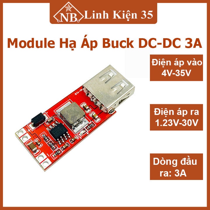 Buck DC-DC 3A step-down โมดูลอินพุต 4.5-28VDC เอาต์พุต 5VDC ประสิทธิภาพ 92% พอร์ตเอาต์พุต USB