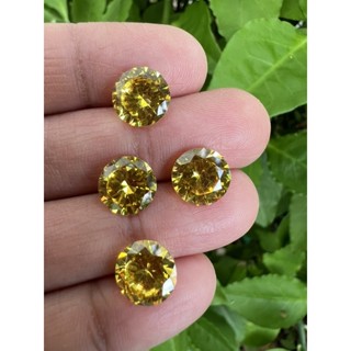 Cz American Diamond Round Brilliant Super cut 4 pieces yellow color