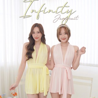 FOXCI- Infinity Jumpsuit จั๊มสูทผ้าเงาเนื้อยืด ทรงอินฟินิตี้