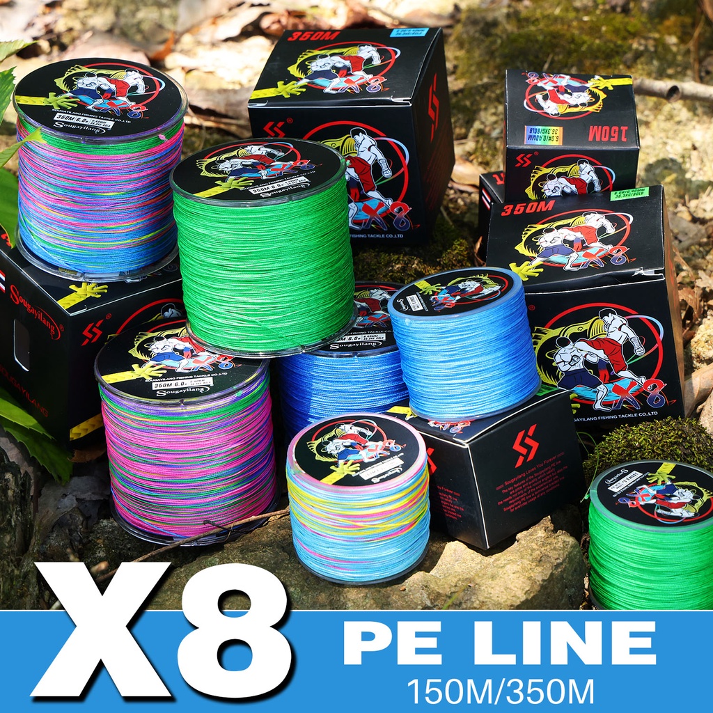 ใหม่ 150M สายตกปลา PE สายตกปลา 8 ประเภทสายถักถักที่แข็งแกร่งและทนทาน Multicolor X8 สายตกปลา