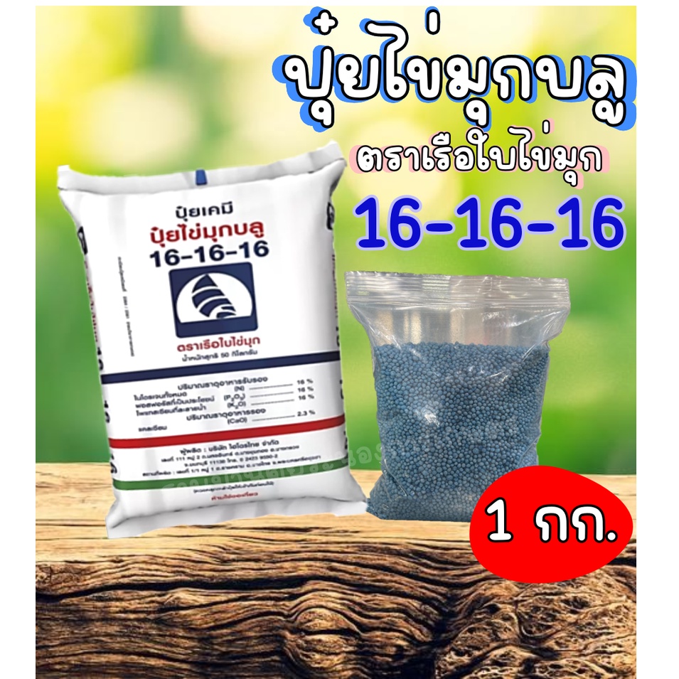 ปุ๋ยไข่มุก ตราเรือใบไข่มุก สูตร 16-16-16 / สูตร 15-15-15 / สูตร 0-0-60 / สูตร 15-15-15 👉 แบ่งขาย 1 ก